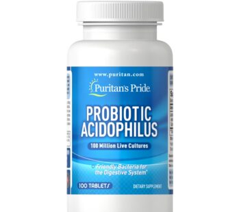 Puritans Pride Probiotic Acidophilus Tablets, White, 100 Count