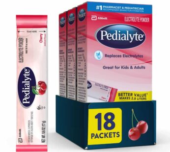 Pedialyte Electrolyte Powder Packets, Cherry, Hydration Drink, 18 Single-Serving Powder Packets