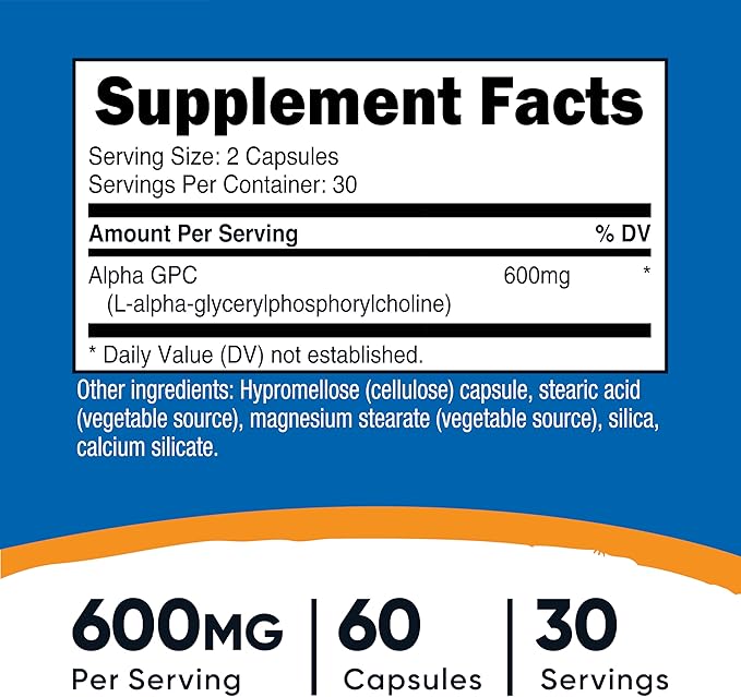 Nutricost Alpha GPC 600mg, 60 Vegetarian Capsules - Non-GMO and Gluten Free, 300mg Per Capsule - Image 2
