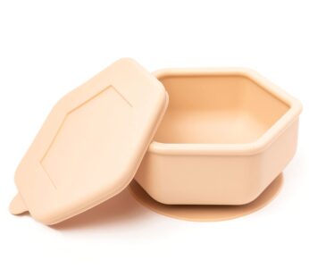 Tiny Twinkle Silicone Suction Bowl with Lid for Baby and Toddler – 100% Silicone – BPA Free – Microwave Safe – Suction Bowls For Baby, Snack Containers For Toddlers (Sand)