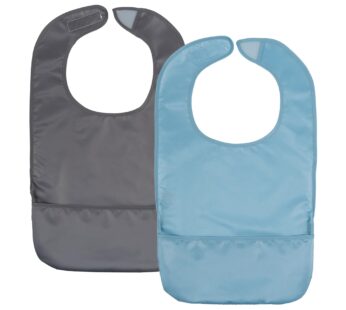 Tidy Twinkle 2 Pack of Premium Bibs for Adult Men, Women and older Children; Clothing Protector for Seniors and Disabled, Small, Slate Blue, Indigo