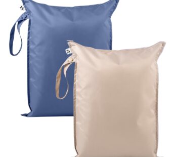 Tiny Twinkle Mess Proof Wet Bags | 2-Pack Reusable Waterproof Wet Bags for Swimsuits | Baby Clothes | Travel & Diaper Bag (Periwinkle,Pebble)