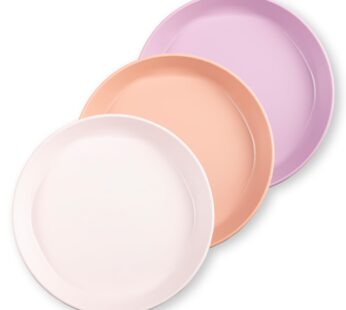Tiny Twinkle Tableware 3 Pack Dish Set- BPA-Free Cups, Plates and Bowls Sets For Kids and Toddlers – Polypropylene Plastic Dinnerware Set (Rose, Peach, Lilac) Plate