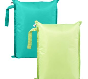 Tiny Twinkle Mess Proof Wet Bags | 2-Pack Reusable Waterproof Wet Bags for Swimsuits | Baby Clothes | Travel & Diaper Bag (Rainforest)