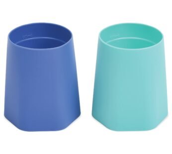 Tiny Twinkle Silicone Baby Cup 2 Pack – Open Training Cup for Independent Drinking, 4 oz (Blue, Mint)