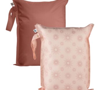 Tiny Twinkle Mess Proof Wet Bags | 2-Pack Reusable Waterproof Wet Bags for Swimsuits | Baby Clothes | Travel & Diaper Bag (Shine)