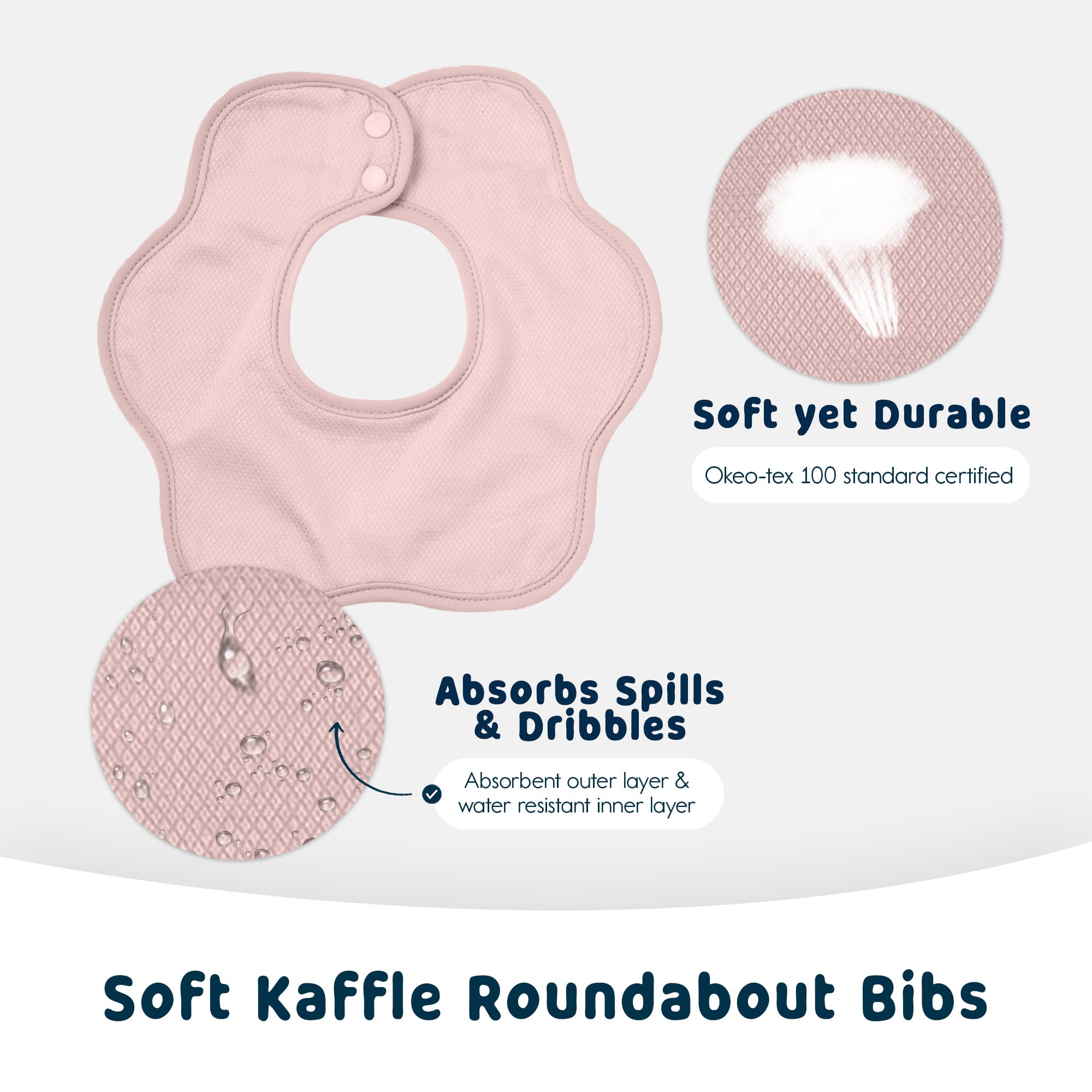 Tiny Twinkle Roundabout Drool Bibs 3 Pack - 360 Rotating Water Resistant and Absorbent Teething Baby Bibs (Cinnamon Set 3-Pack) - Image 5