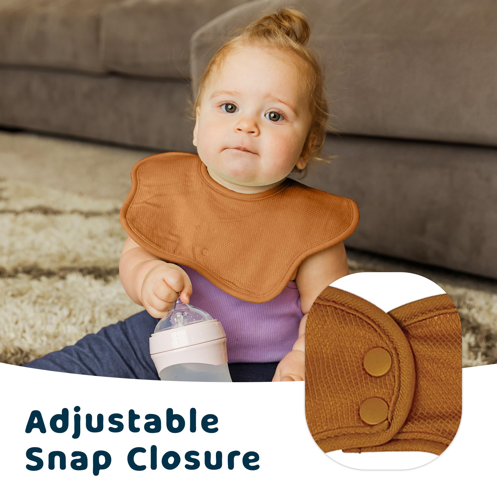 Tiny Twinkle Roundabout Drool Bibs 3 Pack - 360 Rotating Water Resistant and Absorbent Teething Baby Bibs (Cinnamon Set 3-Pack) - Image 3