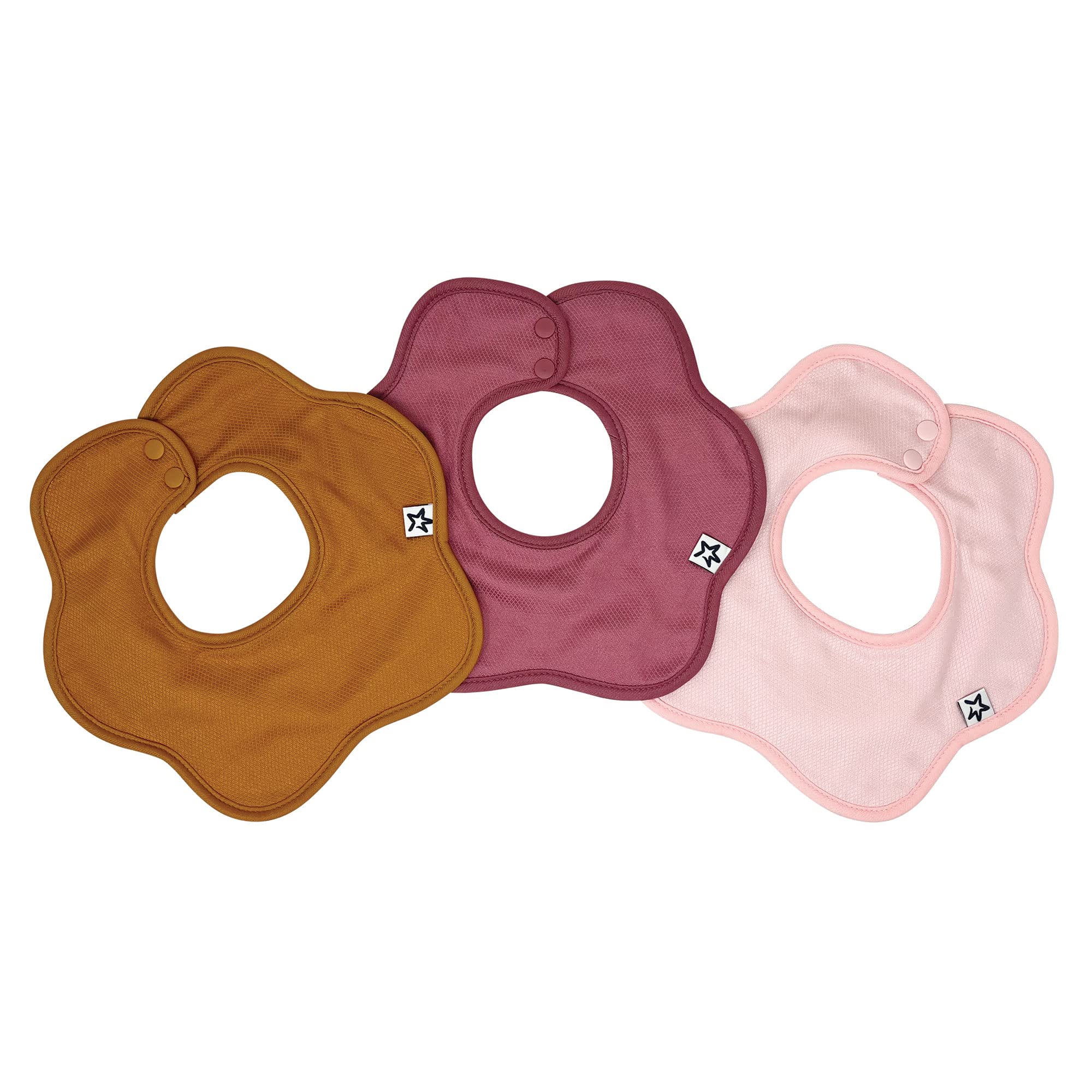 Tiny Twinkle Roundabout Drool Bibs 3 Pack - 360 Rotating Water Resistant and Absorbent Teething Baby Bibs (Cinnamon Set 3-Pack)
