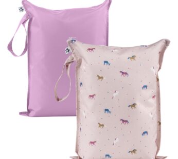 Tiny Twinkle Mess Proof Wet Bags | 2-Pack Reusable Waterproof Wet Bags for Swimsuits | Baby Clothes | Travel & Diaper Bag (Unicorn)