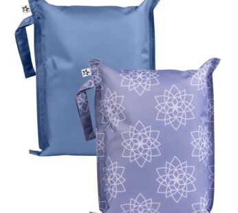Tiny Twinkle Mess Proof Wet Bags | 2-Pack Reusable Waterproof Wet Bags for Swimsuits | Baby Clothes | Travel & Diaper Bag (Lotus)