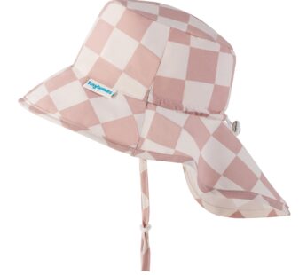 Tiny Twinkle Sun Protection Baby Flap Hat with UPF 50+ Sun Protection for Baby and Toddler Boys and Girls(Beige Checkers,0-6 Months)
