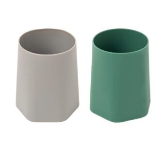 Tiny Twinkle Training Cup 2 Pack – Silicone Cups for Independent Drinking for Baby and Toddler, Baby Led Weaning Supplies Soft Open Cup For Baby (Olive, Grey)