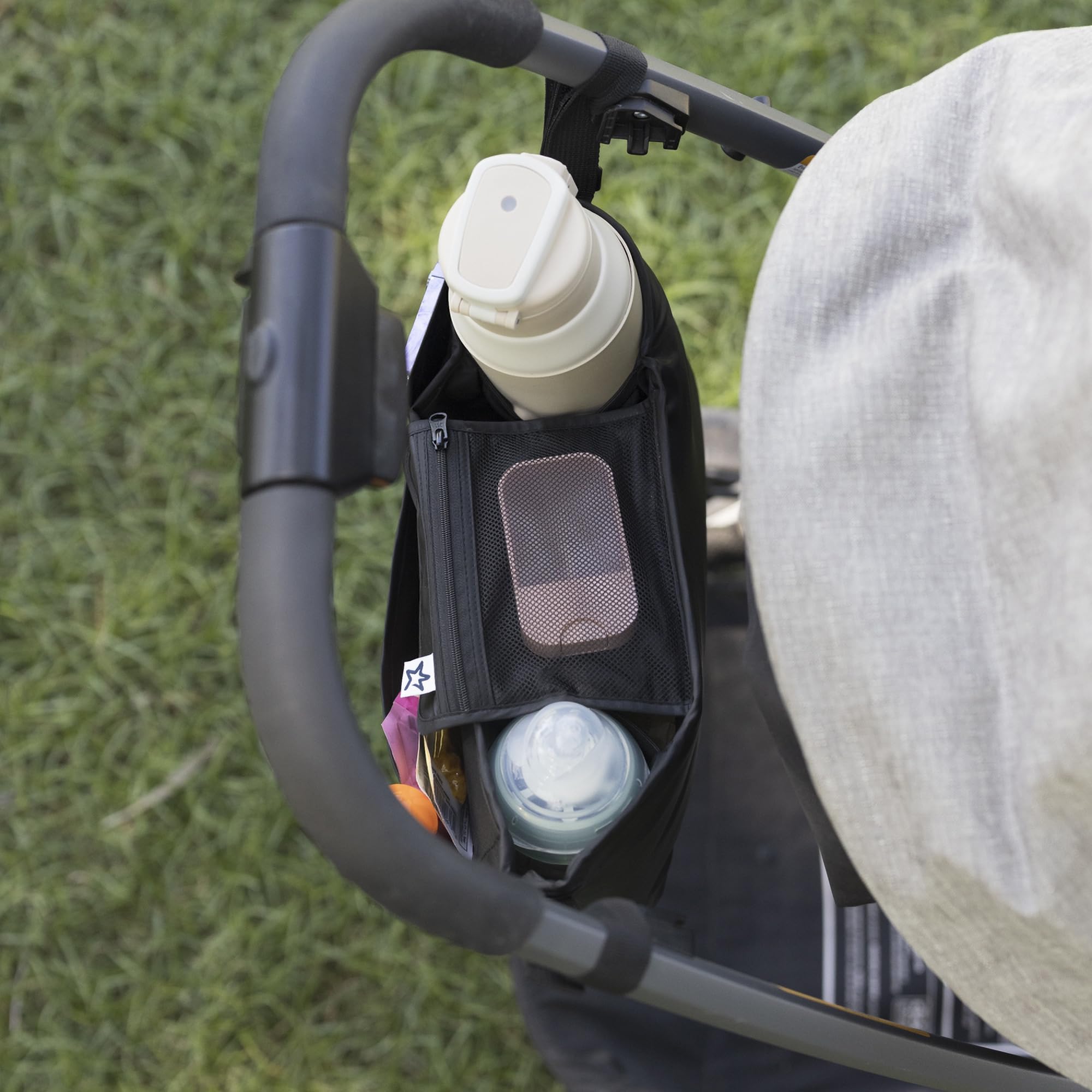 Tiny Twinkle Universal Stroller Organizer with Adjustable Strap - Waterproof Stroller Caddy Fits Baby Jogger, Nuna, Graco, Donna and Bugaboo Strollers_Black_ - Image 5