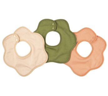 Tiny Twinkle Roundabout Drool Bibs 3 Pack – 360 Rotating Water Resistant and Absorbent Teething Baby Bibs (Light Natural Set 3-Pack)