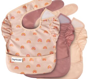 Tiny Twinkle Mess-Proof Baby Bibs for Eating | Waterproof, Wipeable Toddler Bibs with Catch-All Pocket | Feeding Bibs for Girls & Boys(3 Pack,Boho Set)