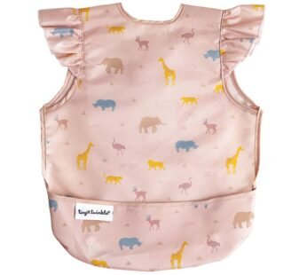 Tiny Twinkle Mess Proof Baby Bib for Girls | Waterproof Toddler Bib for Eating | Baby Apron for Feeding | Machine Washable | Perfect Shower Gift (Petite Safari, 2-4Y)