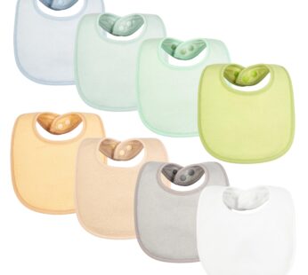 Tiny Twinkle Baby Feeding Bibs 8 Pack – Waterproof and Absorbent Infant Drool and Feeding Baby Bibs (Neutral Set 8-Pack)