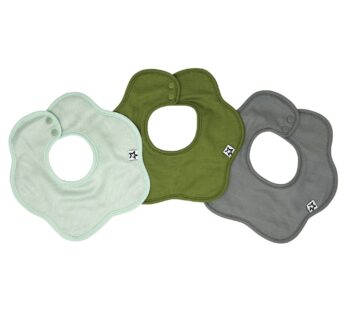 Tiny Twinkle Roundabout Drool Bibs 3 Pack – 360 Rotating Waterproof and Absorbent Teething Baby Bibs (Boy Set Sage 3-Pack)