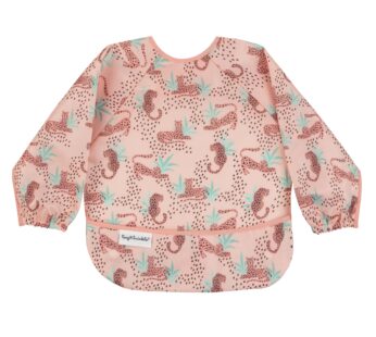 Tiny Twinkle Long Sleeve Bib for Babies & Toddlers | Waterproof Smock Bib for Eating | Machine Washable & Mess-Proof Feeding Essentials | Newborn Shower Gift (Leopard, 6?24M)