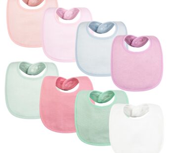 Tiny Twinkle 8 Pack Baby Bibs for Drooling and Teething ? Waterproof & Absorbent Bibs for Baby Girl & Boy, Machine Washable Infant Bib Set for Newborns and Toddlers (Girl Pastel New 8-Pack)